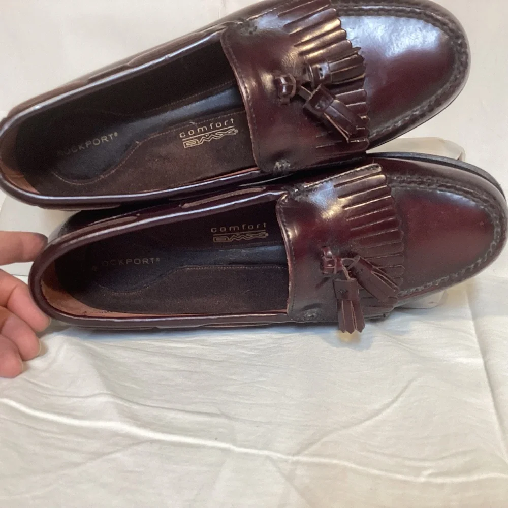 Rockport Burgundy Men’s Leather Tassel Loafers Size 9 - Picture 8 of 11
